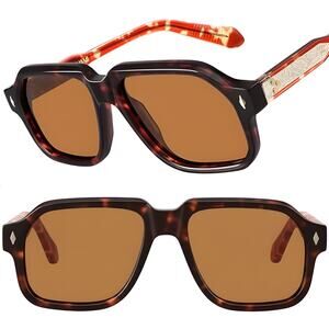 Tortoise & Brown Square Sunglasses Billionaire Hip Hop Look Luxury Rich Bold